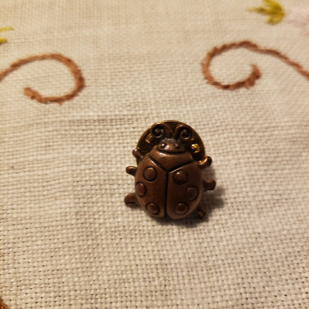 Rare Vintage JJ Copper Ladybug Lapel Pin